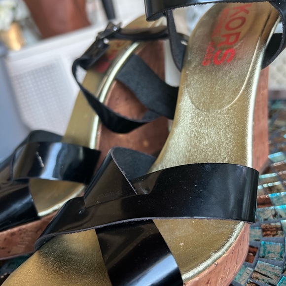 Michael Kors  Black patten wedge sandals - Picture 10 of 11